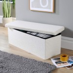 Home Goods Store Extra Large Cream Circle Velvet Teddy Fabric Folding Storage Ottoman